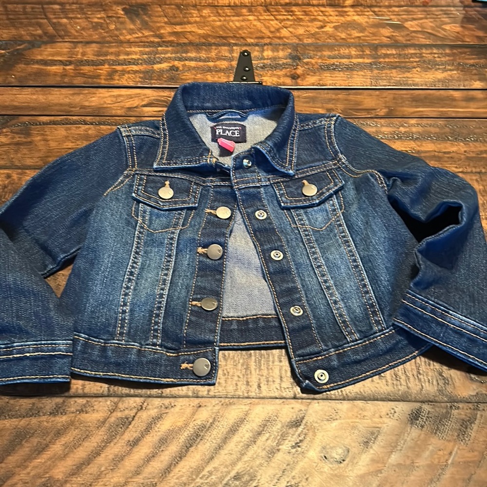 Children’s Place dark denim snap up jean jacket 3T EUC